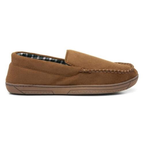 Men's Tan Moccasin Slippers Issac Style with Check Lining – Size UK - Picture 2 of 15