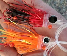 2pc - Best Coho FlatHead Salmon Trolling Fly Squid - Fisher Tackle