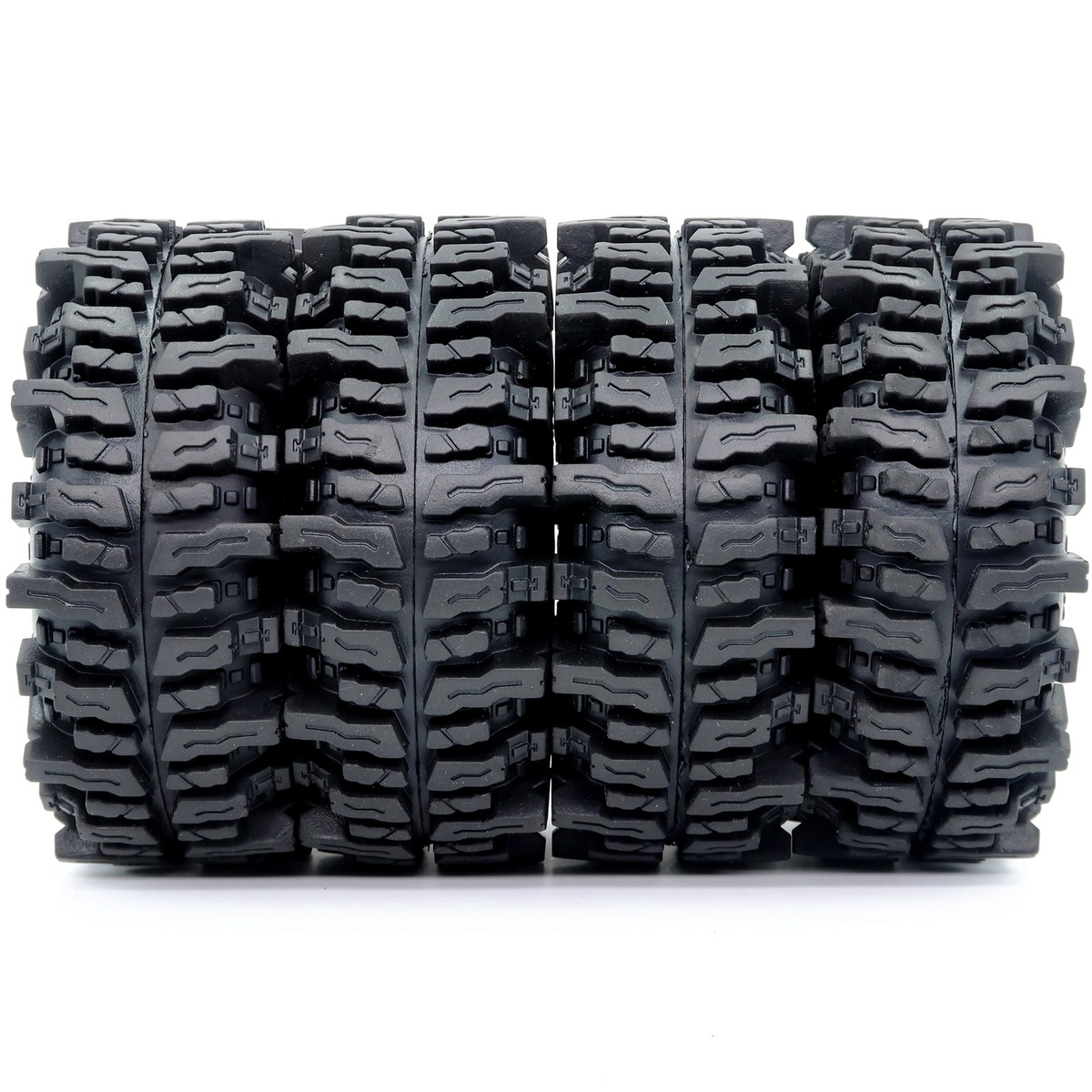 HOBBYSOUL 1.9" RC Crawler Tires & Wheels - 120mm Mud Slingers, Soft Sticky, Silver Beadlock (4 Pack) - View #5