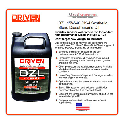 Driven Racing Oil 30408 DZL 15W-40 CK-4 Diesel Engine Oil - 1gal