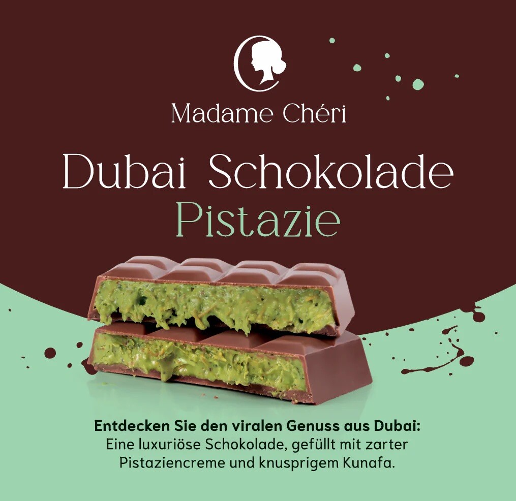 Madame Cheri | Dubai Schokolade 1 Tafel 100g , orientalischer Gaumenluxus