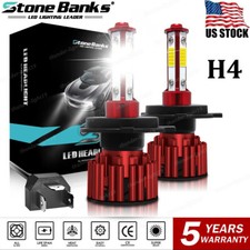 4-Side H4 LED Headlight High Low Beam Conversion Kit HB2 9003 6000K Bright Bulbs