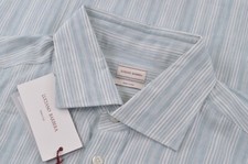 Luciano Barbera NWT Sport Shirt Size XL In Tealish Green  White Cotton / Linen