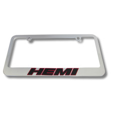 Mopar Hemi 3d Red Logo Mirror Chrome License Plate Frame Official Licensed