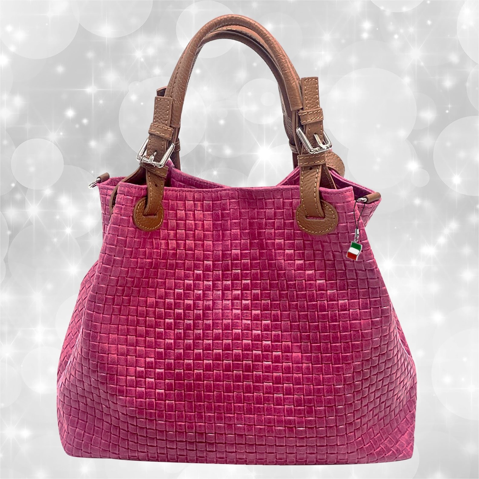 Borsa rosa marrone pelle grande 31x28x16cm Florence donna OTF164P