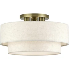 Livex Lighting 41945-01 Manorwood Semi-Flush Mount Antique Brass