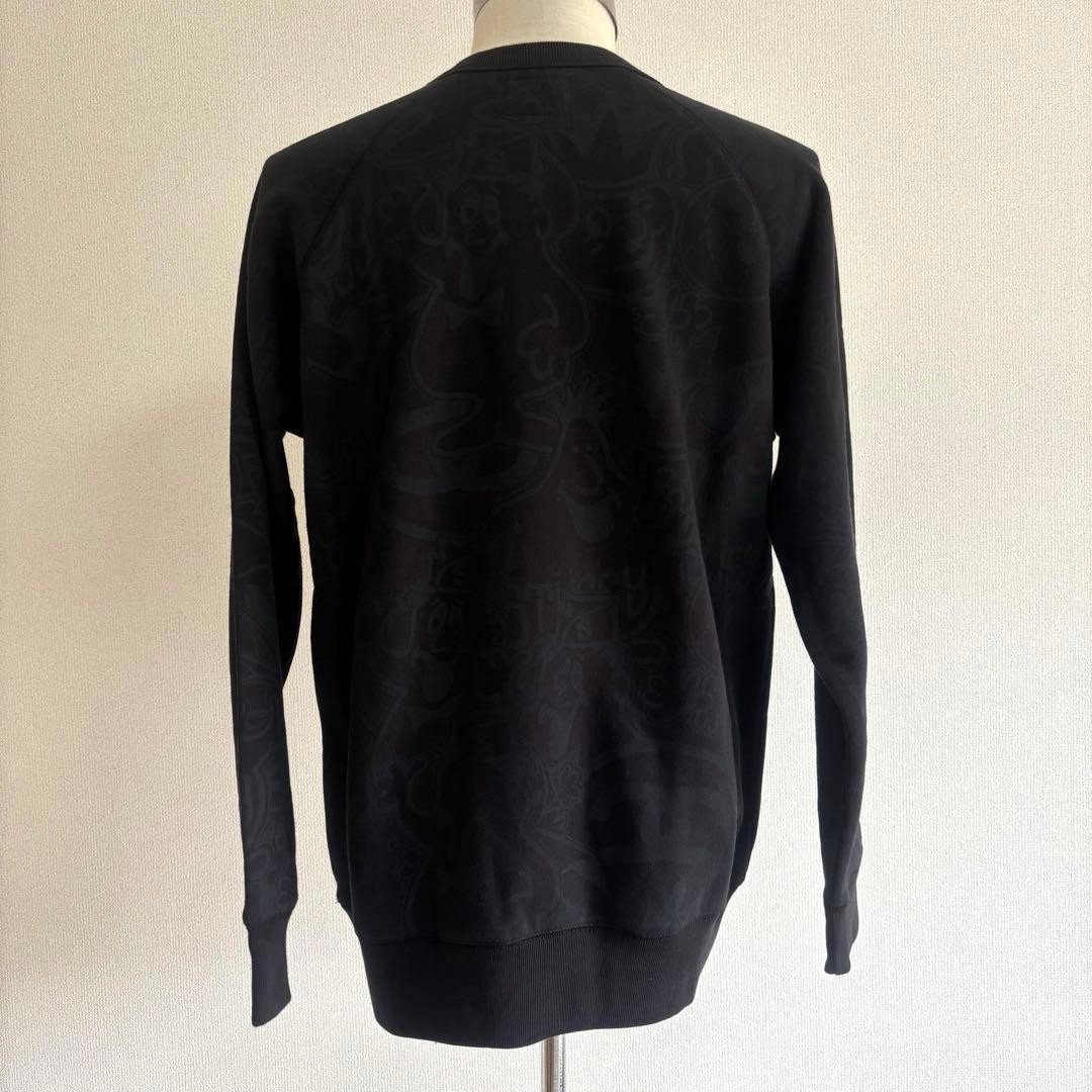 Stussy all over pattern sweatshirt L black character logo design good quality thumbnail 4