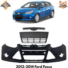 Front Bumper Cover Fascia Grille Assembly Kit For 2012-2014 Ford Focus