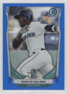 2014 Bowman Chrome Prospects Blue Refractor 63/250 Austin Wilson #BCP28 5x8