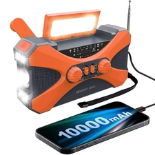 10000MAh Emergency Radio, Solar Hand Crank Radio, Portable Radio with Phone7834
