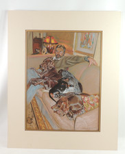 Original Pastel by Phebe Burnham COUCH POTATOES 24 x 30"