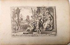 1640s 17th Century Dutch Engraving Bible Nebuchadnezzar Golden Image Daniel 3