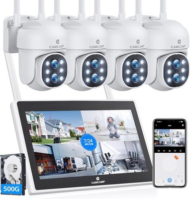 Dual Lens Wireless Security Camera System 10CH Outdoor NVR Kit IP66 Waterproof