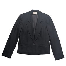 Vintage Petite Pendleton Blazer Womens 8 Black Wool Single Button Made in USA