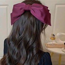 Big Satin Hair Bow Clip Gift for Girls Women Multi Layer Korean Fashion Hair Acc