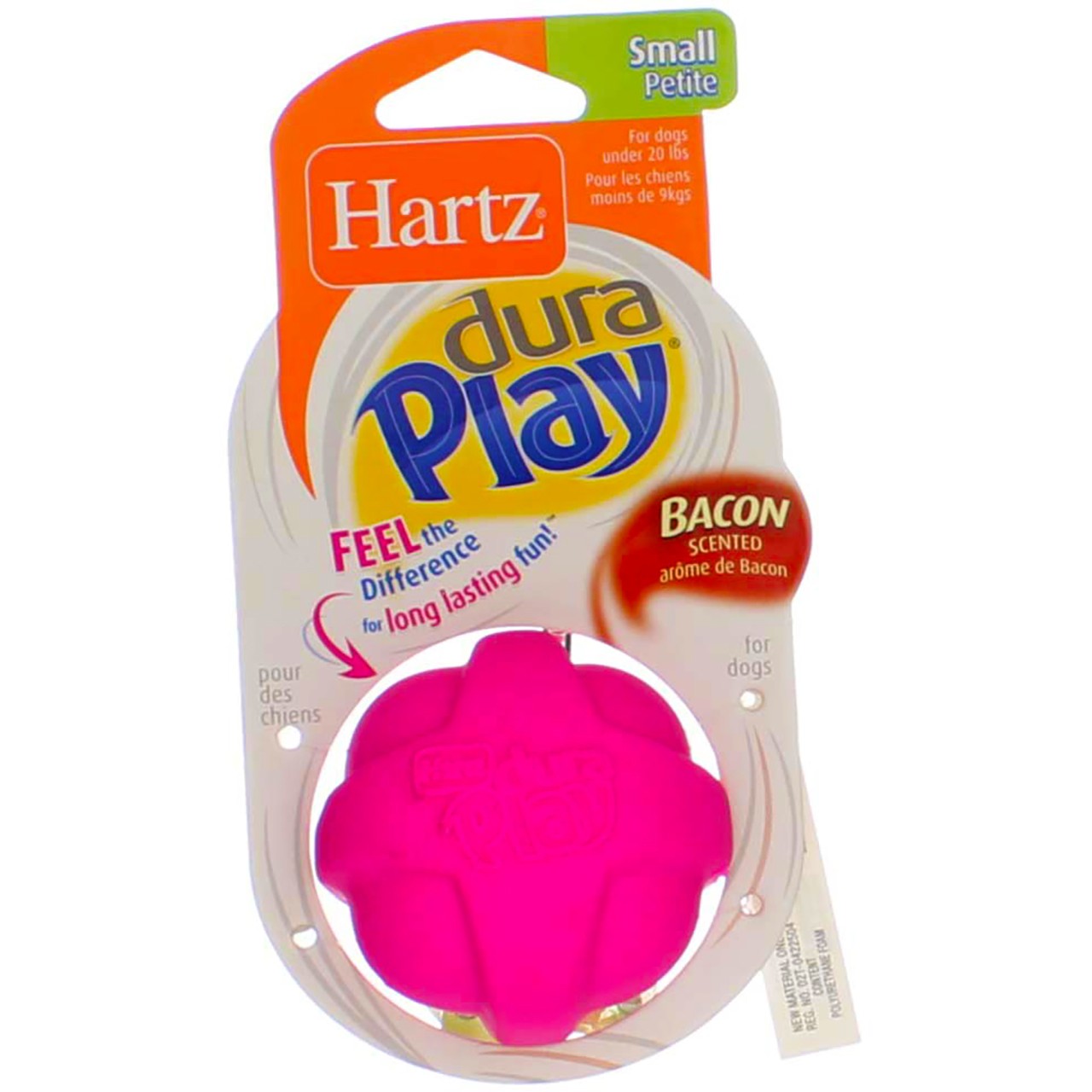 4 Pack Hartz DuraPlay Dog Toy Ball, Small, Assorted Colors, Bacon Scented