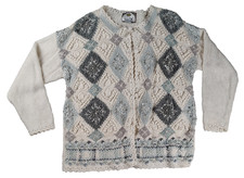 Vintage Tiara International L Cardigan Sweater Beaded Embroidered Holiday FLAWS 
