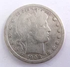 1908 S Barber Silver Quarter