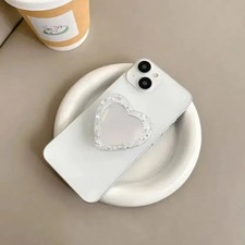 Silver Heart Mirror Smartphone Grip Ring, New