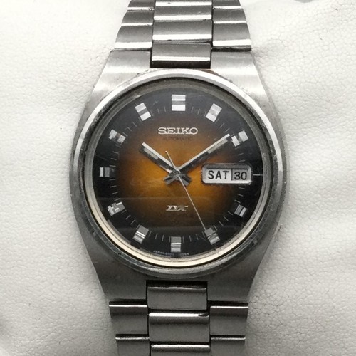 Vintage Seiko DX Automatic Mens Watch 37mm Brown Dial 6106-7619 Day Date 7.5" - Image 1