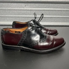 Allen Edmonds Shelton Burgundy Black 2Tone Leather Lace Up Oxfords Mens 9 D 8222