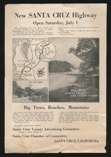 1939 New Santa Cruz Los Gatos Highway Opening Advertising Flyer California