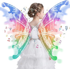 Electric Fairy Wings for Girls, Kids Butterfly Glowing Wings with LED Lights M
