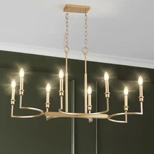 Gold Rectangular Chandelier 38in Linear Kitchen Island Chandelier Light Fixtu...