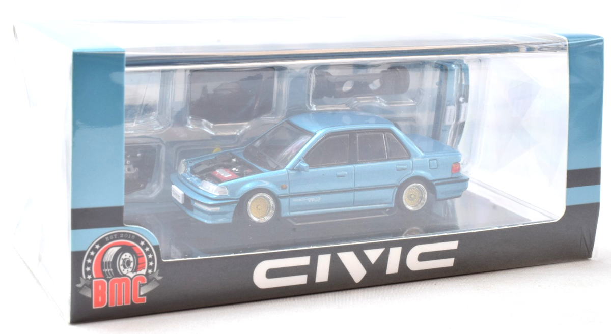 BM Creations 1991 Honda Civic EF2 - LHD - Custom Blue 1:64 Diecast