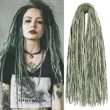Double Ended Dreadlock Extensions Mix Green 20 Strands 20 Inch DE Wool Dreads So