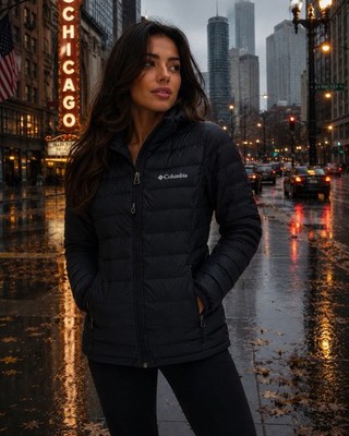 Columbia 650 TurboDown Women's Black Hooded Full Zip Down Puffer Jacket M