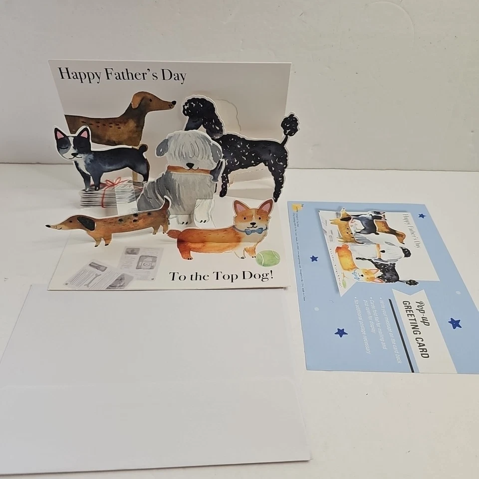 Feliz Día del Padre Pop Up Tarjeta de Feliz Día del Padre Perro Canino Amante Pop Saludos Papá Perros Foto 2 de 4