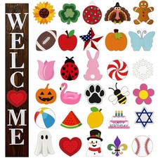 Interchangeable Welcome Sign for Front Porch 47 x 7.9 Inch Wooden Porch Sign ...