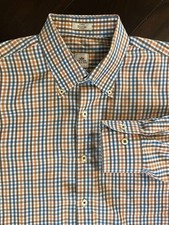 Peter Millar Mens Sz Large Button Long Sleeve Windowpane Dress Shirt Multi Color