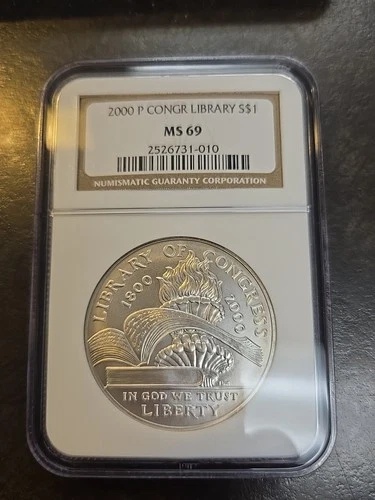 2000 P Library of Congress Commemorative Silver Dollar NGC MS69 MS 69
