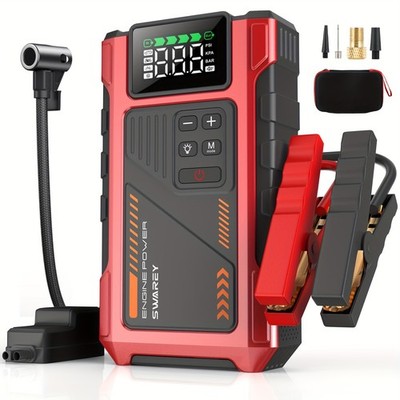SWAREY 7-in-1 Jump Starter Power Pack Car Battery Booster with Air Compressor