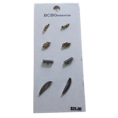 BCBGeneration NWT Gold Sliver Tone Set of 4 Pierced Fashion Earrings