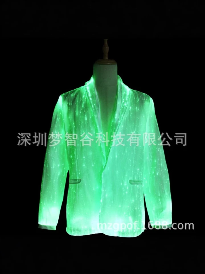 Оптическое волокно RGB светящийся костюм пальто смокинг косплей костюм Хэллоуин вечеринки новый - Изображение 3 из 4