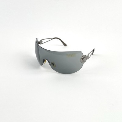 Vintage Versace Mod. 2038 Oversized Shield Mask Sunglasses 1001/87 110 Italy