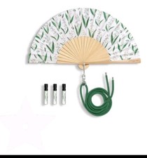 Christian Dior Folding Fan Sensu Green with strap, lucky parfum simples  vipbox