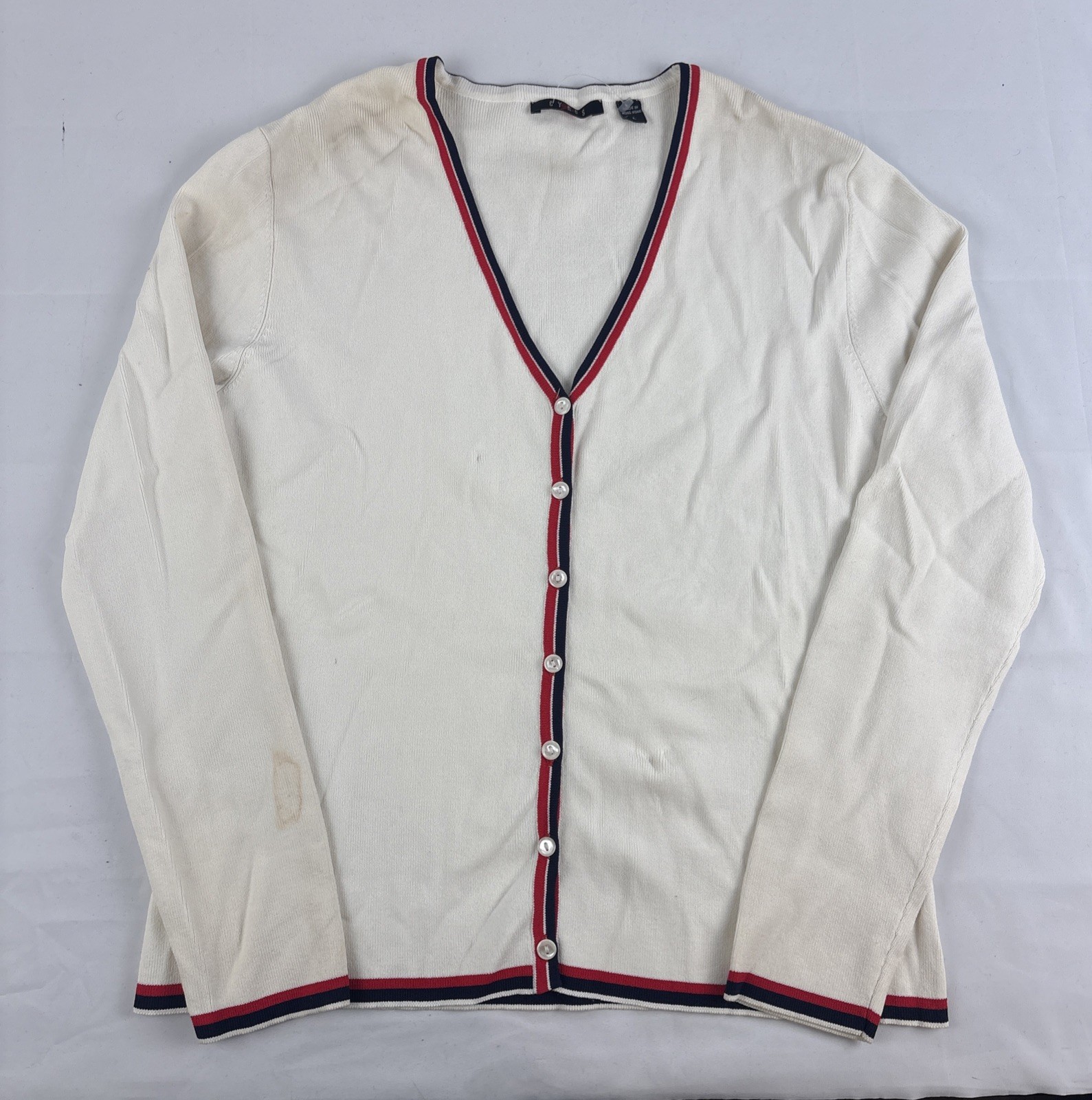 Vintage Cyrus Y2K Women’s Large Tennis Sweater Cardigan White Button NWOT NOS