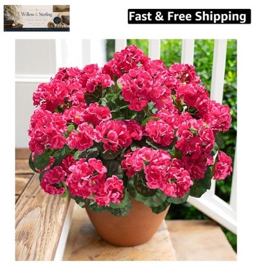 Artificial Geranium Fake Flowers for Outdoors Decoration, 6 Bundles Silk Gera...
