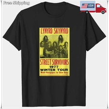 Lynyrd Skynyrd Street Survivors 1977 Unisex Cotton Black T-shirt, Size S-5XL