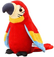 Talking Macaw Parrot Repeat What You Say Stuffed Animal Plush 8.5 Inch, Red 