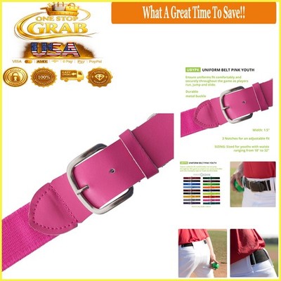 Youth Baseball Softball Belt Pink Adjustable Elastic Nylon Buckle 18-32 Inches