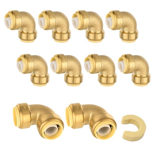 10 Pack 1/2 x 1/2 Inch Elbow Brass Push To Connect Plumbing Fitting PEX