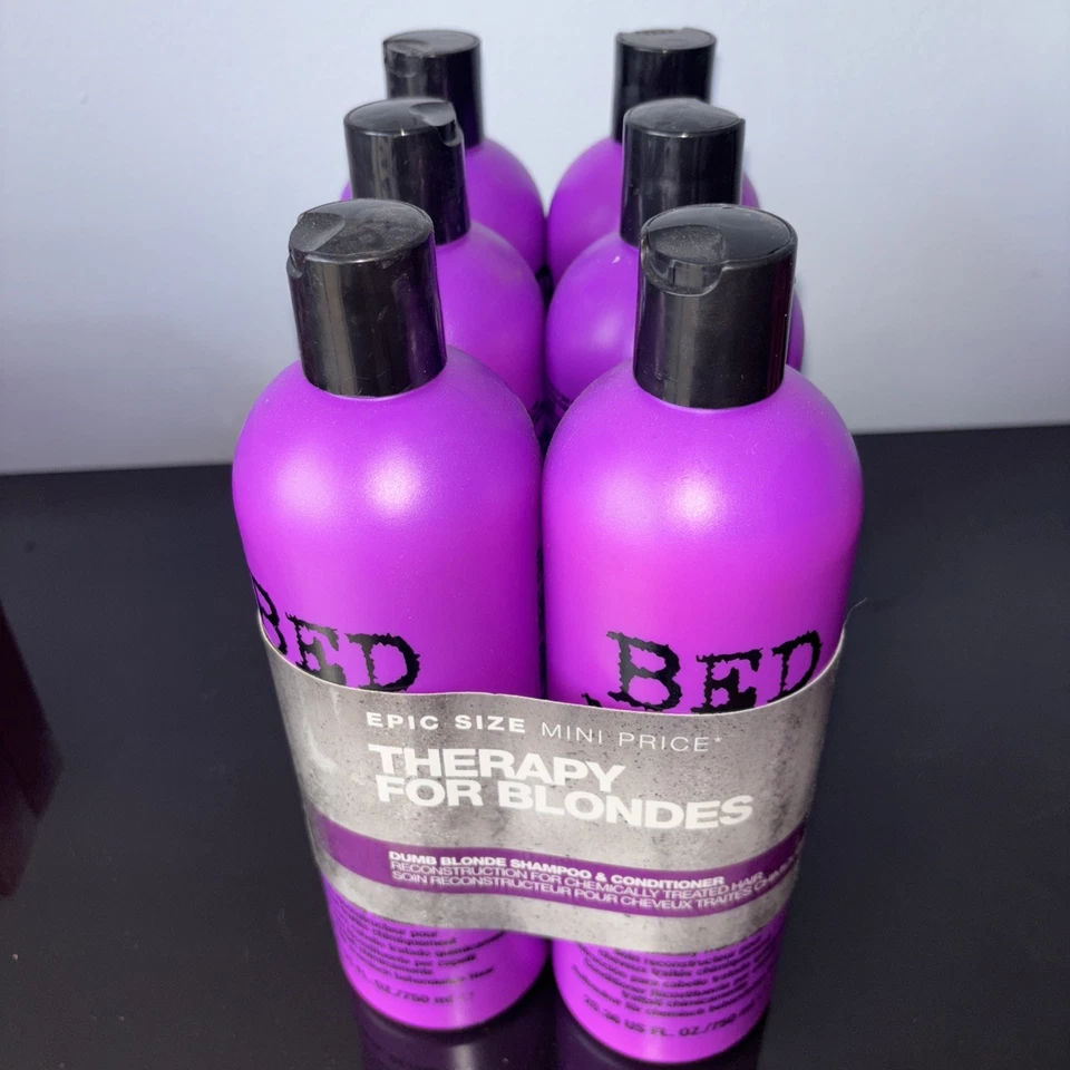 Pack de 6 cabezales de cama de Tigi Dumb rubio champú y acondicionador reconstructor dúo Foto 3 de 3