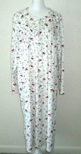 Aria Collection Nightgown Long Sleeve Soft Fleece Velour Red Cardinal XL 16/18