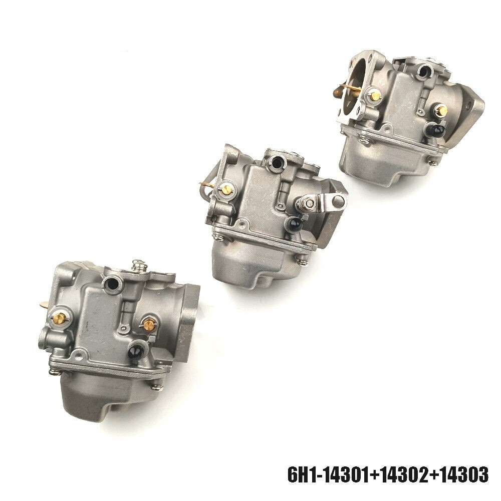 Carburetor Assy Set for Yamaha 80A 90A 1985-91 Outboard 6H1-14301/14302/14303-15