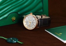 Rolex Cellini Date 39mm, Silver Guilloche Dial - 18kt Rose Gold on Strap, 50515 15